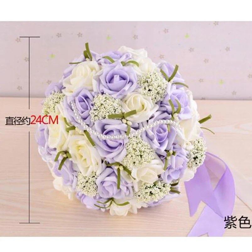 Букет из искусственных жемчужин розы красивый фиолетовый свадебный букет ручной