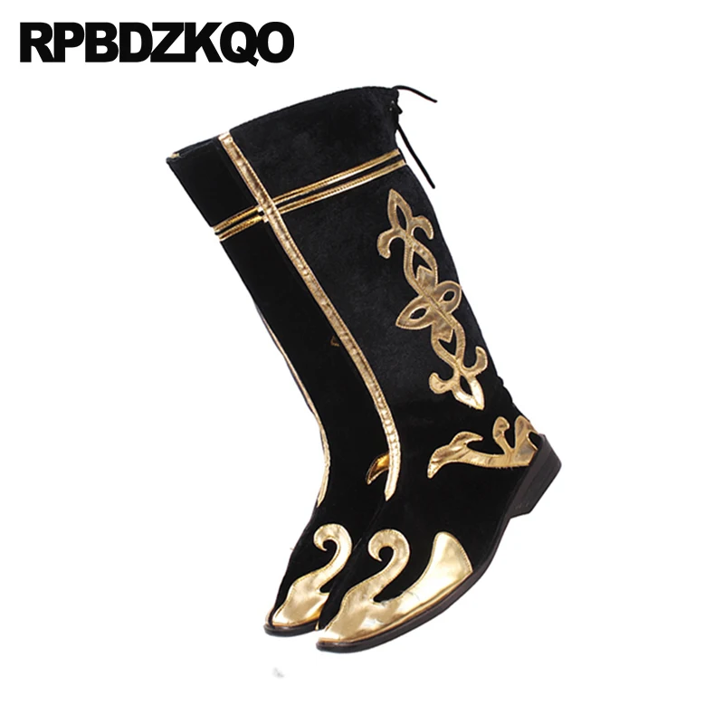 Мужские высокие ботинки со шнуровкой черные дизайнерские до середины икры с