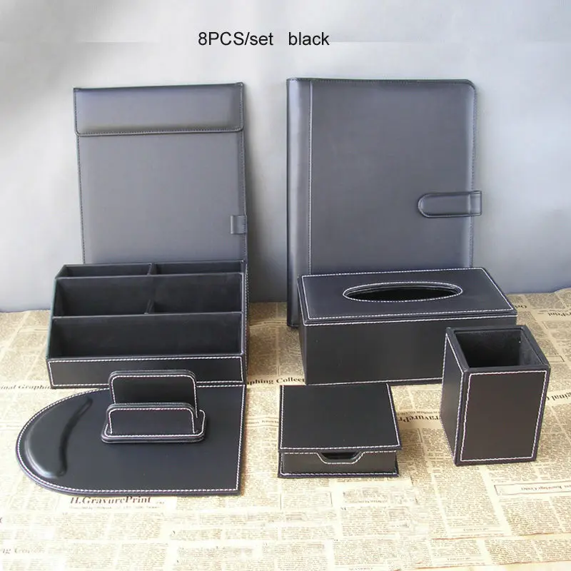 

8PCS/set PU leather office stationery organizer pen holder pencil case file folder a4 conference clipboard card note case K257