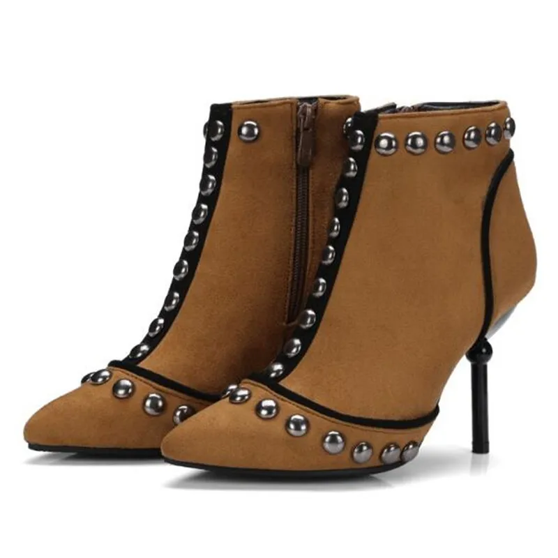 Autumn and winter New style fashion black sexy rivet Cusp High-heeled Short boots Comfortable Cashmere Keep warm Women Boots