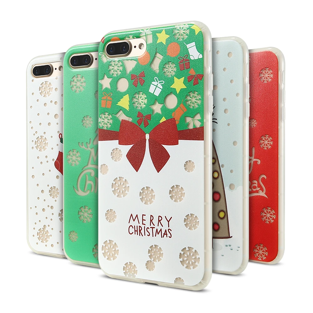 KISSCASE светящийся Мягкий ТПУ чехол для iPhone X 8 7 6S 6 Plus с рождественским узором