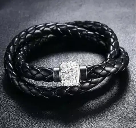 Разноцветный браслет из натуральной кожи Браслет манжета с магнитной застежкой