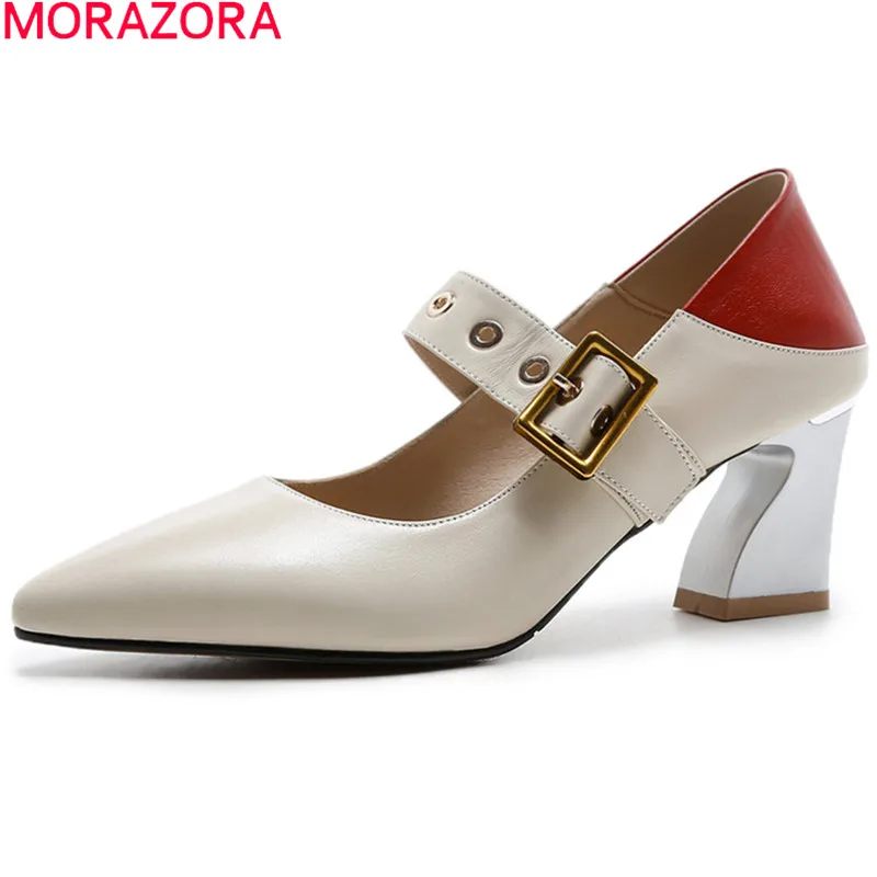 MORAZORA/2020 г. модная Демисезонная обувь женские элегантные туфли лодочки с острым