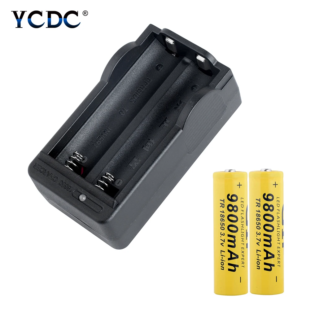 Новинка 18650 аккумулятор 3,7 V 9800mAh литий-ионная аккумуляторная батарея для светодиодной вспышки светильник батарея 18650 батарея+ зарядное устройство с вилкой США