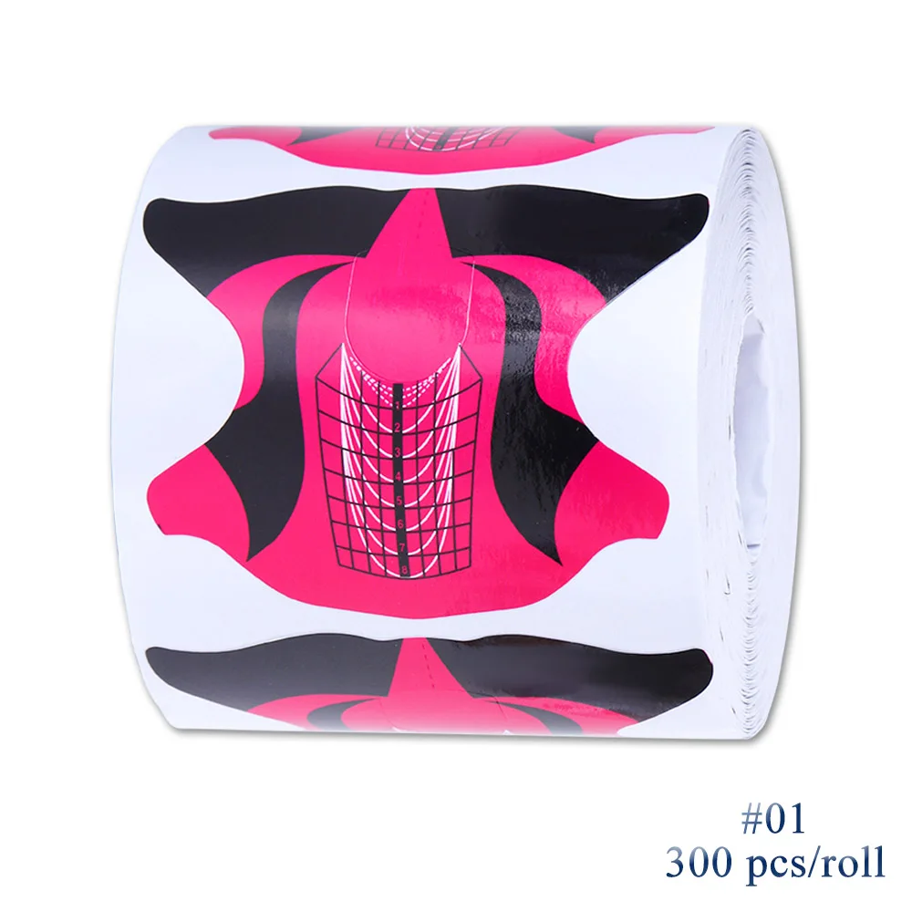 01 300pcs 300/500 шт Профессиональная форма для дизайна ногтей, французские акриловые УФ-гелевые наконечники, руководство для наращивания, трафаретная наклейка, инструменты для маникюра, LA941-2 - Цвет: 01 300pcs