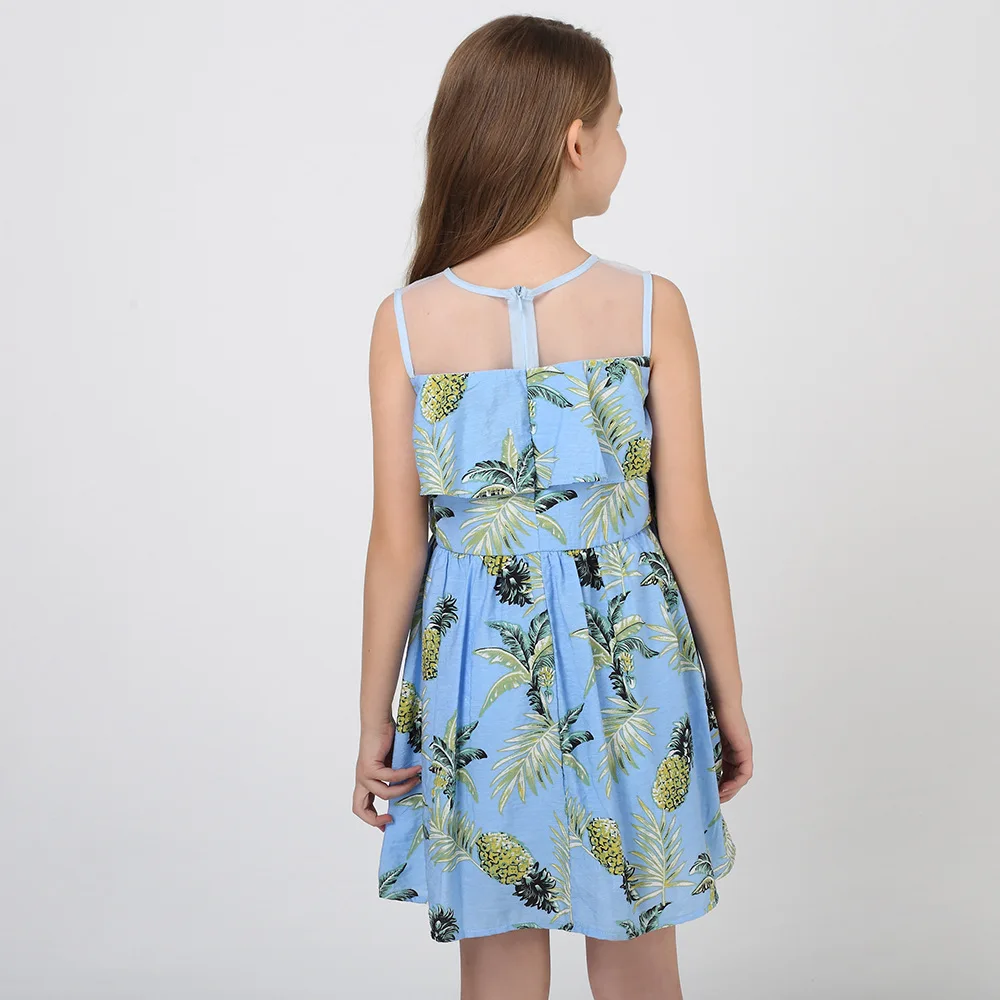 Summer Girls Dress For Party and Wedding Pineapple Print Fashion Kids Clothing Sleeveless Vestido Infantil |