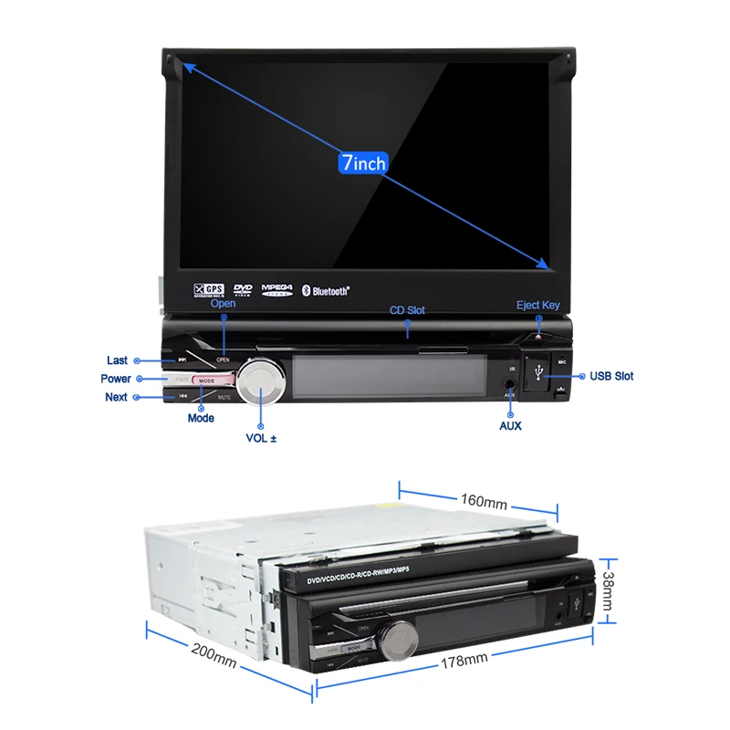 Eunavi Универсальный 1 Din 7 ''автомобильный dvd плеер радио GPS Navi авторадио стерео с