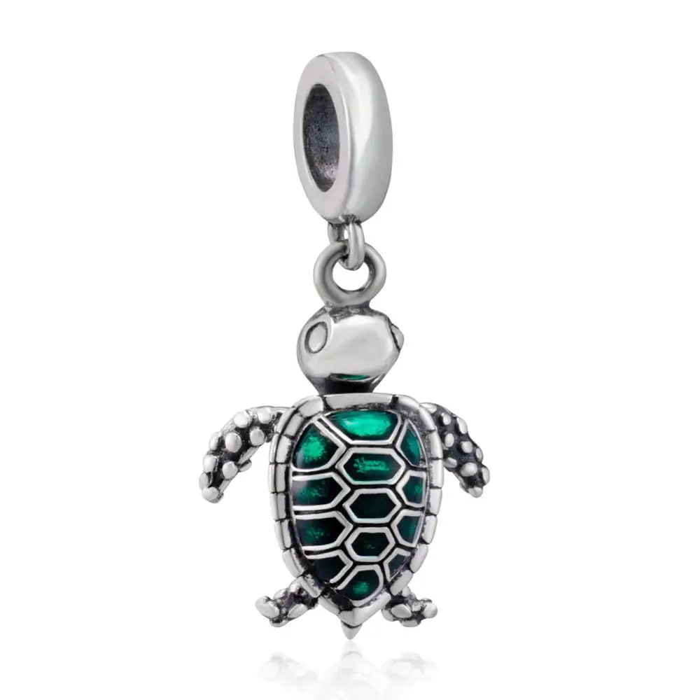 Sea Turtle Dangle Choruslove морская черепаха Шарм серебряные бусины 925 пробы Подходит Пандора океан Летняя серия браслет DIY ювелирные изделия - Цвет: Sea Turtle Dangle