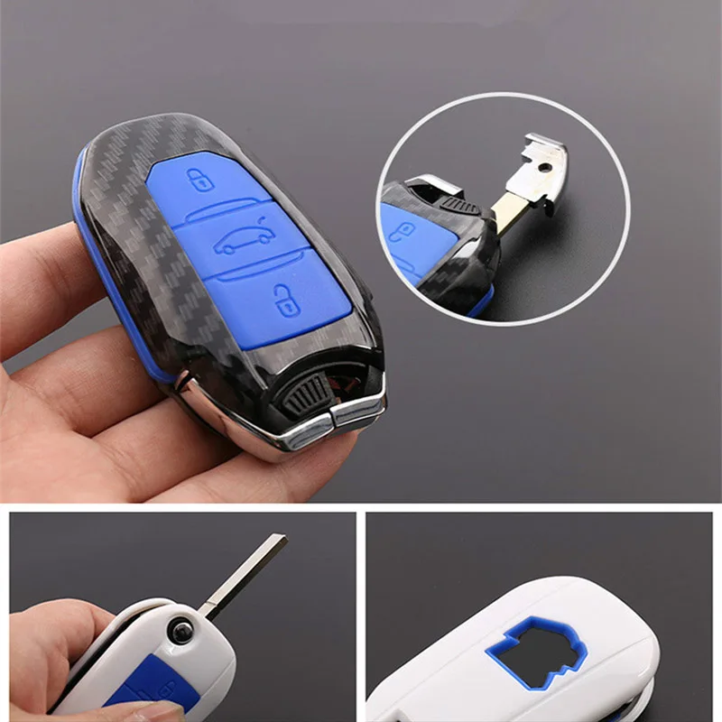 For Peugeot 301 308 308S 408 2008 3008 4008 5008 Carbon Fiber Car Remote Key Fob Cover Case Holder Protect Accessories | Автомобили и