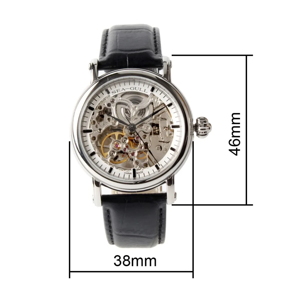 Мужские наручные часы с двойным скелетом из натуральной кожи M182SK|watch men|watch men