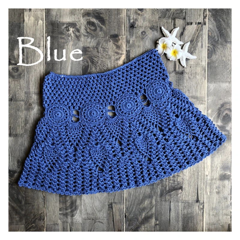Handmade Crochet Bikini Skirt Women Sexy Hollow-out A-Line Skirt