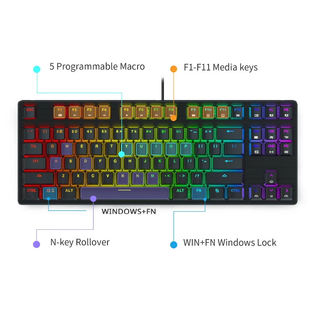 DREVO Tyrfing V2 87Key RGB подсветка игровая механическая клавиатура Программирование