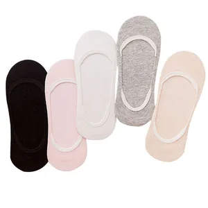 5 пар, летние Нескользящие силиконовые Дышащие носки-лодочки для девочек, однотонные милые женские хлопковые носки