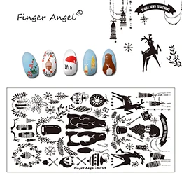 Finger Angel 1 шт. рождественские пластины для штамповки ногтей изображение штамп уникальный мультфильм Лось Снежинка 6*12 см DIY ногтей шаблон пластины - Цвет: MC19
