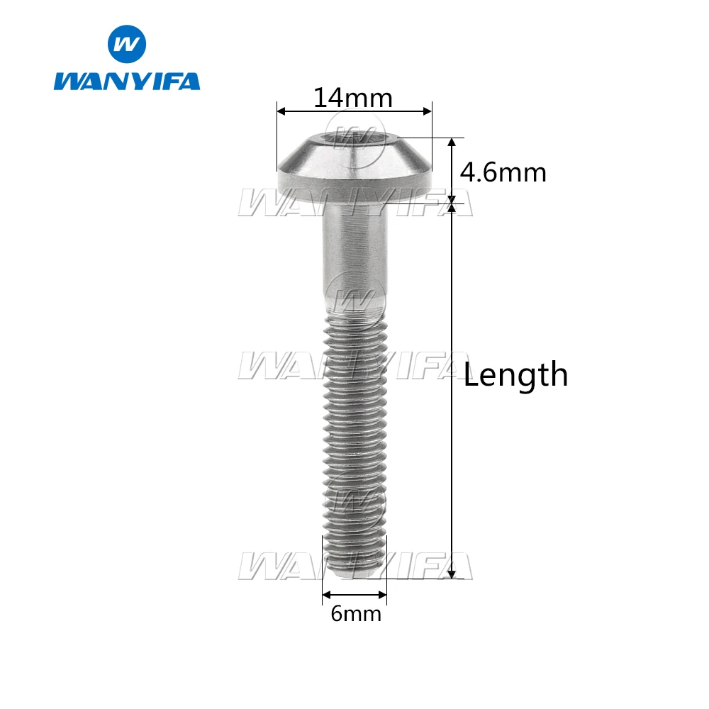 Титановый "Wanyifa" Болт M6 x 12, 15, 20, 25 30 35 мм с плоским верхом с большой головкой для велосипеда мотоцикла тормозной диск Винт