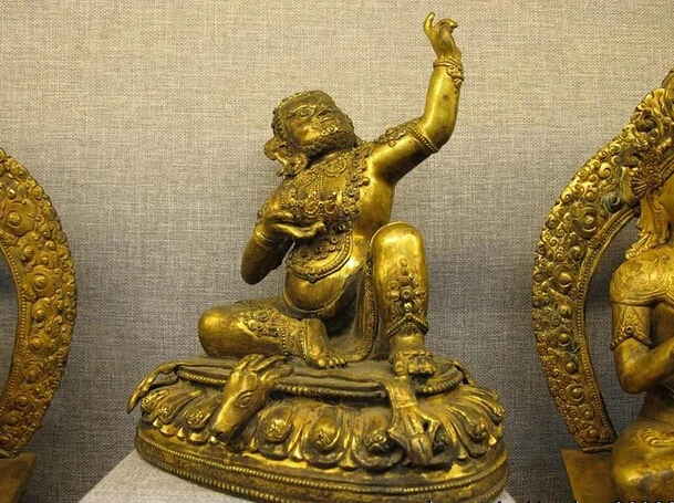 10 &quotТибетский буддизм 100% бронза 24K золото Mahasiddha Mahayana тантрическая статуя Будды