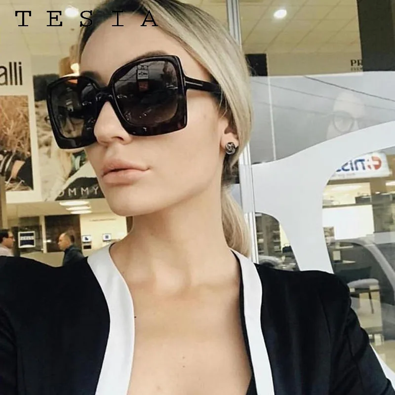 Солнцезащитные очки в ретро стиле женские дизайнерские темные квадратной оправе