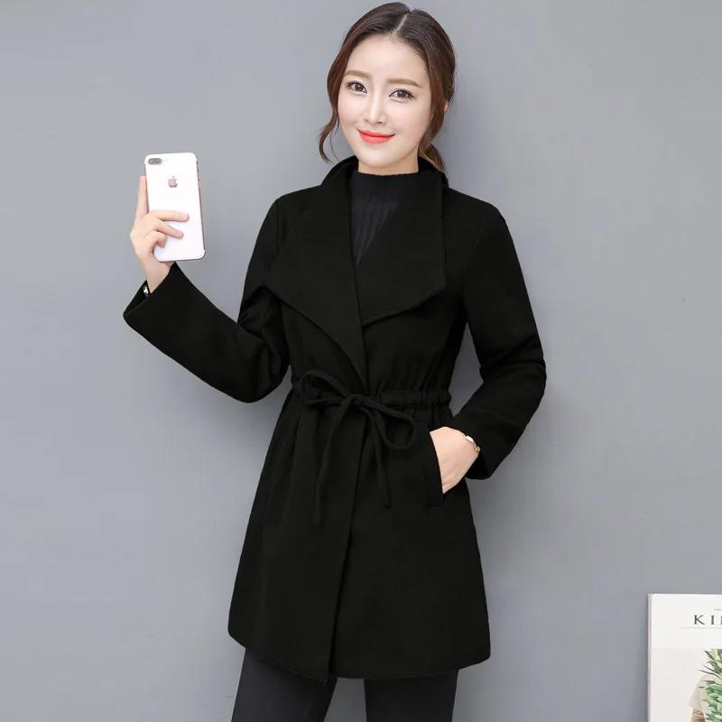Vintage Womens Coats 2018 Winter Casual Wool Blend Coat and Jacket Adjustable Waist Ladies | Женская одежда