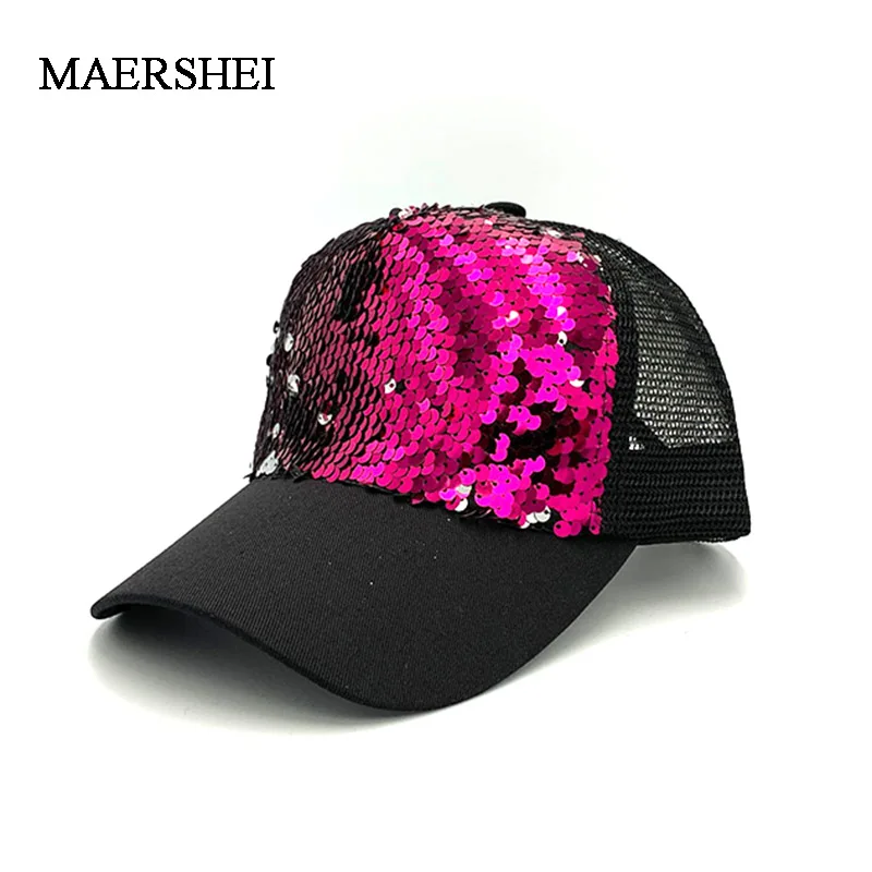 

MAERSHEI 2019 New Fashion Baseball Cap Summer Pro Mesh Cap Sequin Women Hat Girl Kids Casquette Homme Wholesale