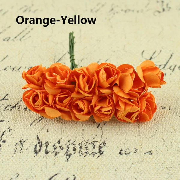 Orange 144 шт. 10 мм искусственный цветок Бумага розы Букет невесты для свадьбы домой вечерние украшения DIY ВЕНОК поддельные цветы - Цвет: Orange