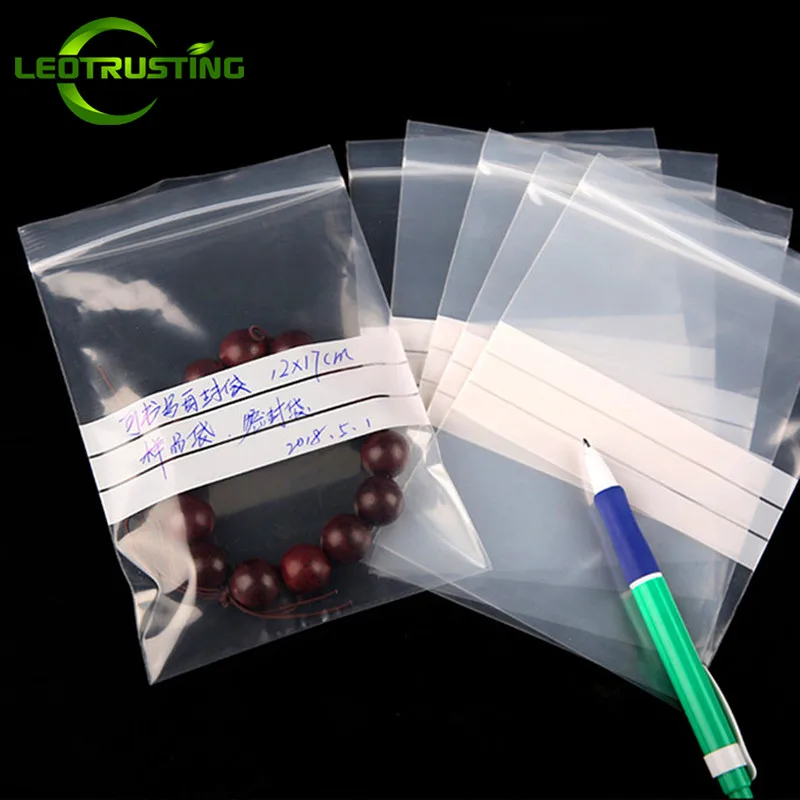 100pcs PE High Clear Plastic Writing Zip Lock Bag Thick Anti