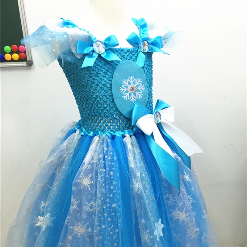 Girls Elsa Tutu Dress Cosplay Costume Halloween Christmas Kids Princess Tulle Birthday Party Ball Gowns For Children | Детская одежда и