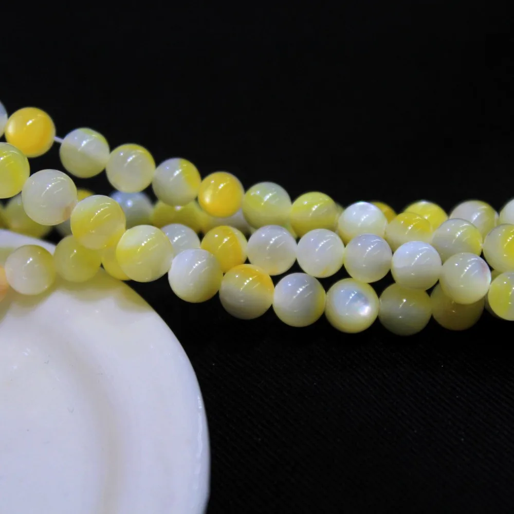 Wholesale AAA+ Natural Yellow Pearl Shell Glitter Beads For Jewelry Making DIY Bracelet Necklace Stone 6/8/10 mm Strand 15.5' |
