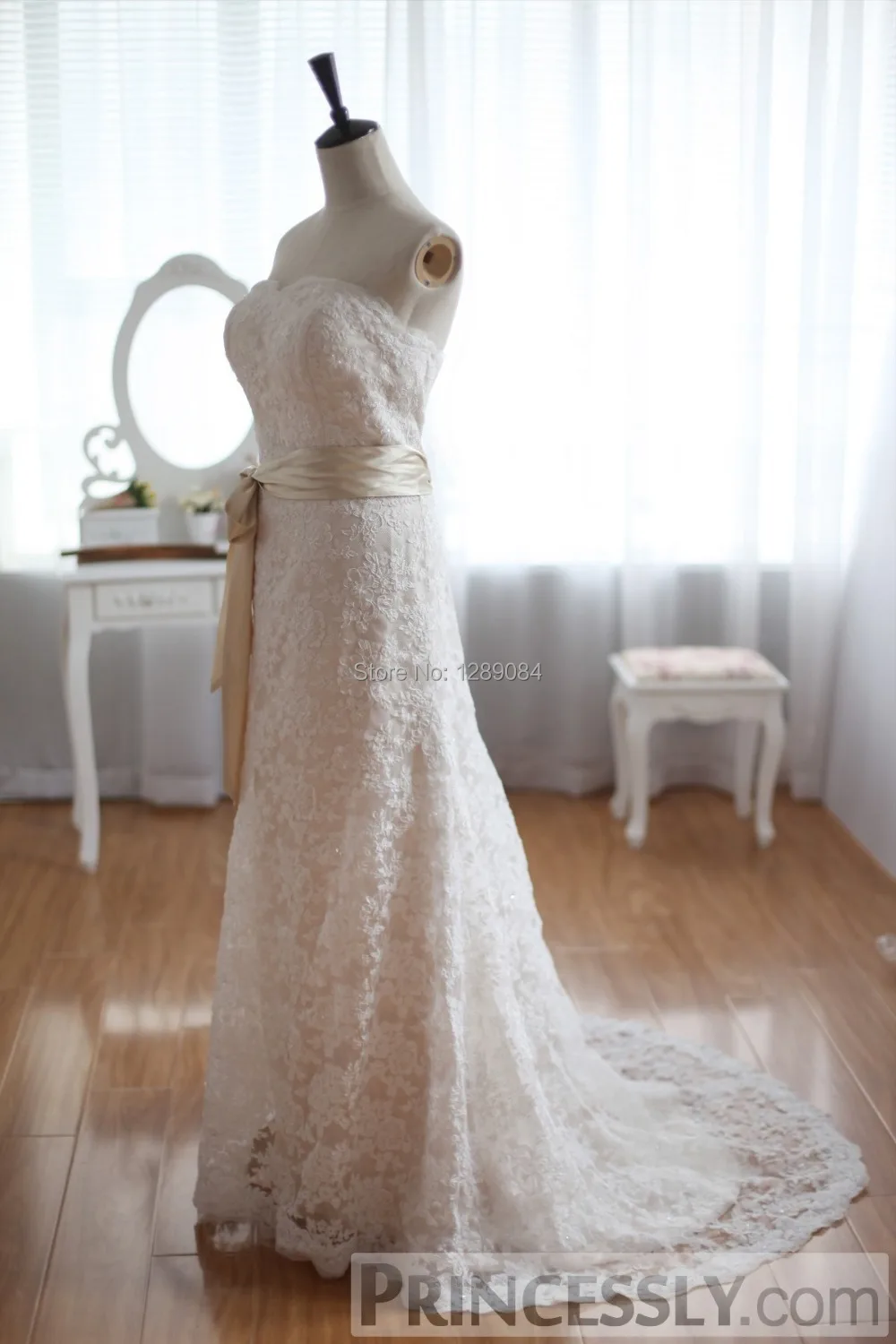 Real Picture Mermaid Sweetheart Sleeveless Court Train Bow Sashes Ivory Satin Vintage Lace Wedding Dresses Bridal Gowns 2015 | Свадьбы и
