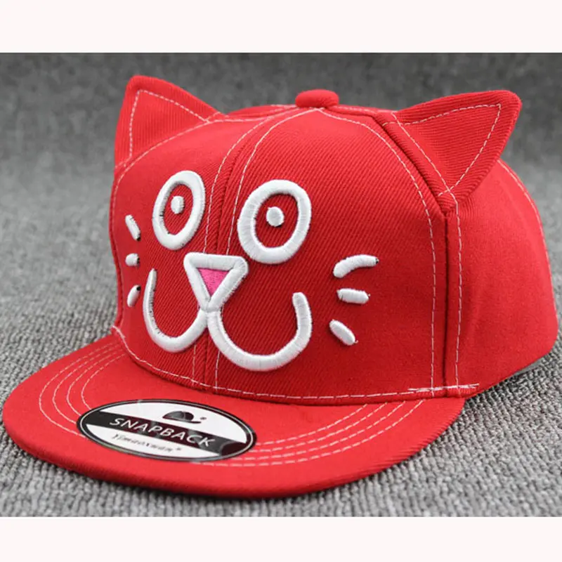 Бейсбольная кепка на плоской подошве с вышитым рисунком котенка для девочек от 2