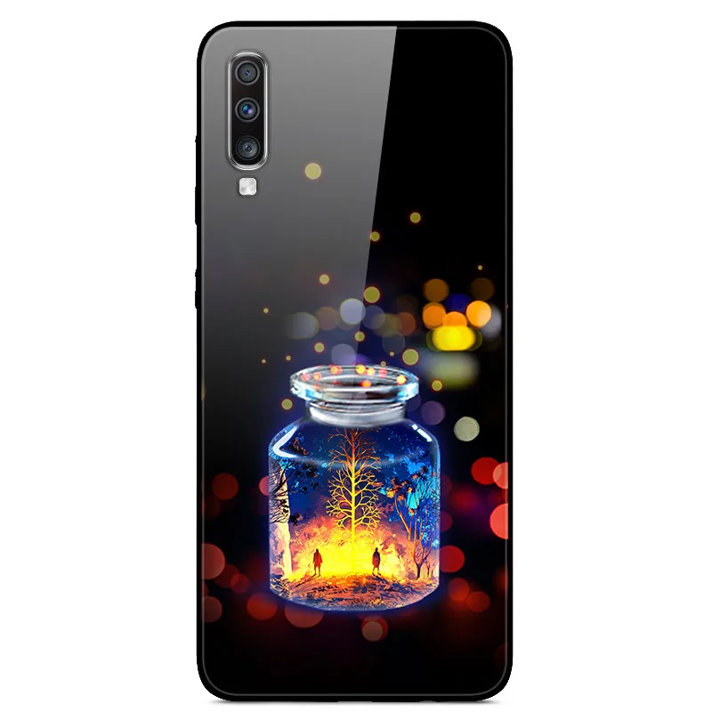as photo 19 Роскошный стеклянный чехол для samsung Galaxy A70, чехол A 70, чехол на заднюю панель для samsung A70, чехол A705F 6,", ТПУ Рамка, бампер - Цвет: as photo 19