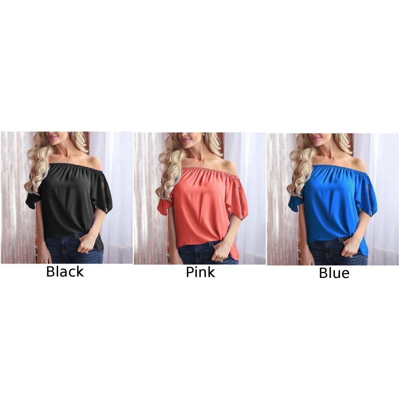 Women Off Shoulder Tops Ladies Beach Summer Elastic Fashion Party Loose Casual Leisure Solid Color New Arrival |