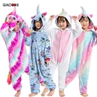 Кигуруми пижамы Единорог Onesie аниме Единорог Стич панда комбинезон зимние комбинезоны одежда для маленьких девочек пижамы для мальчиков, одежда для сна