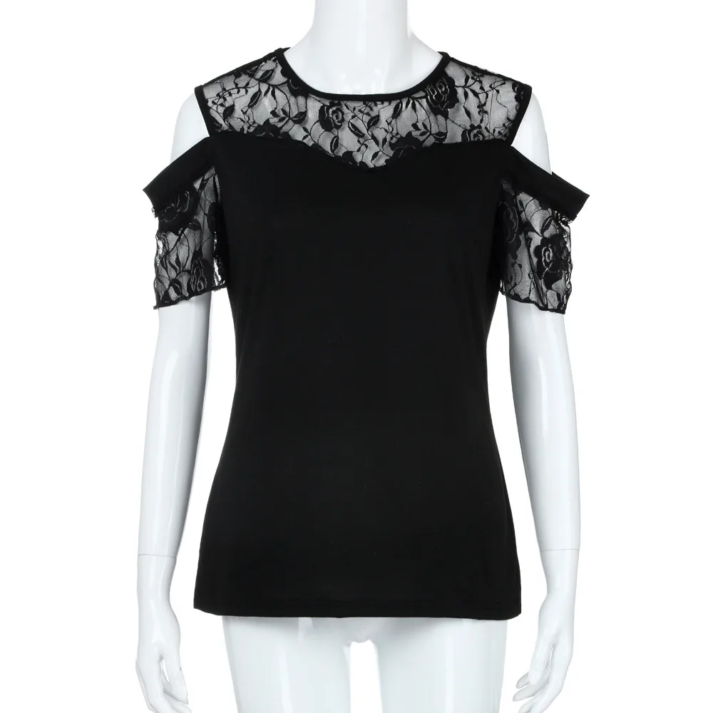 Блузка женская кружевная с коротким рукавом летняя 2019 | Женская одежда