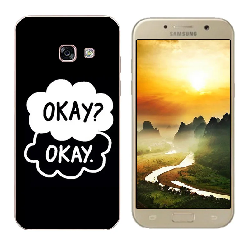 Для Samsung Galaxy A3 2017 чехол для телефона мягкий TPU силиконовый черный с буквенным