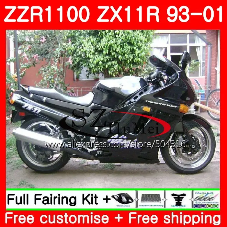 

Glossy black Body For KAWASAKI NINJA ZZR1100 ZX 11R ZX-11R ZX11 11SH4 ZX11R 93 94 95 96 97 98 99 00 01 ZX 11R 1993 2001 Fairing