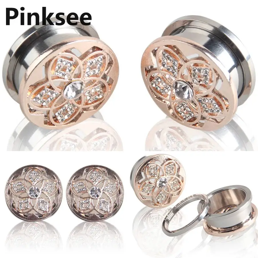 1 шт. хит продаж носилки для туннеля затычки ушей Хрустальный цветок нержавеющая