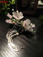 pink crystal peach blossom a quality crystal spring clip classical hairpin hosta flowers handmade hair accessory hair jewelry