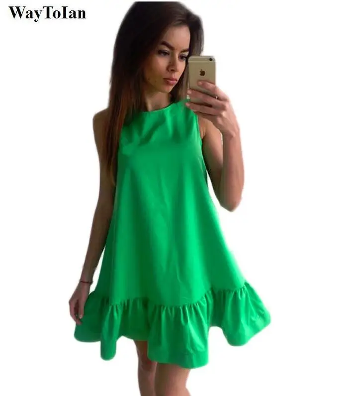 Vestidos сексуальное женское платье с оборками летнее Повседневное без рукавов