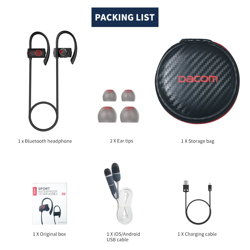 Dacom L08 Bluetooth наушники IPX7 Водонепроницаемый устойчивое Беспроводной Спорт для samsung