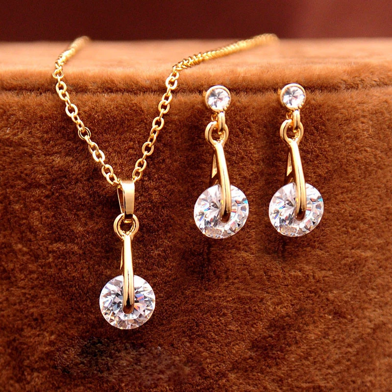 Комплект из колье и серёг с фианитами|jewelry sets for women|crystal jewelry setjewelry |
