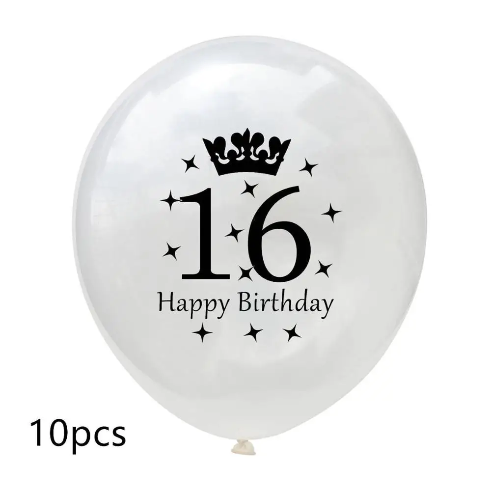 10pcs 10 шт 12 дюймов прозрачные блесток баллоны 16/18/21/30/40/50/60/70/80/90 лет конфетти воздушные шары для дня рождения вечерние украшения - Цвет: 10pcs