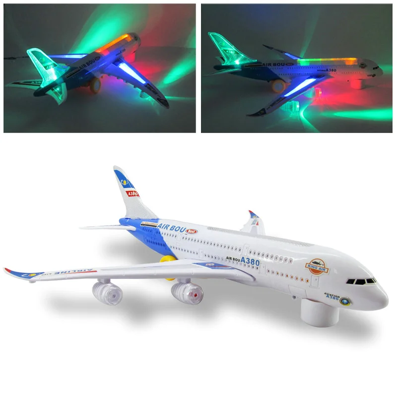 Новый свет музыка Универсальный воздух a380 самолет модель мигающий Звук