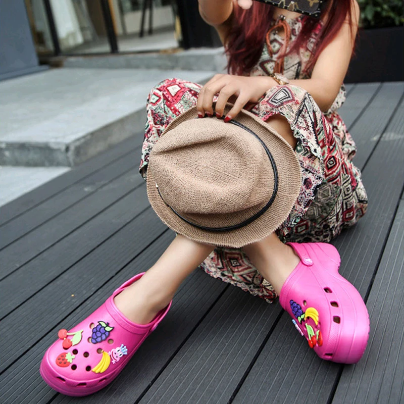 Летняя пляжная обувь с отверстиями женские повседневные садовые Сабо без