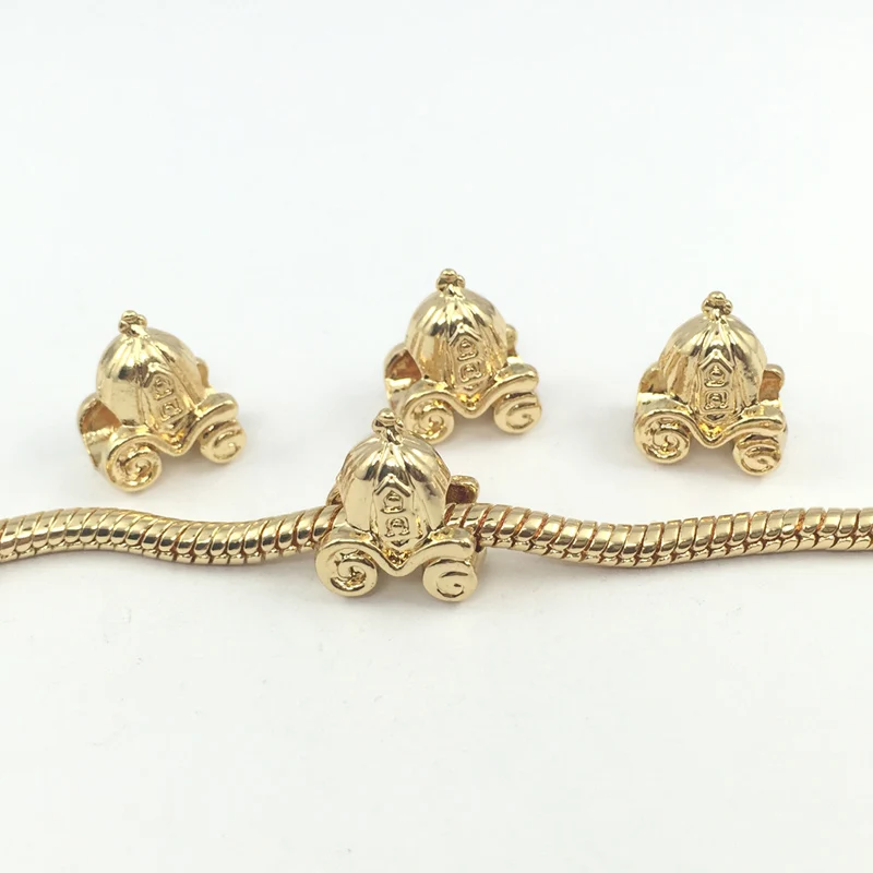 Бесплатная доставка Золотой Цвет Корона тыквенная карета Европейские Бусины