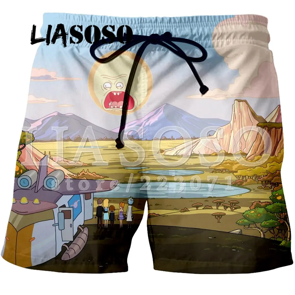 Мужские и женские шорты LIASOSO пляжные с 3D рисунком Рика Морти брендовая одежда для