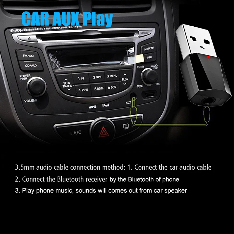 Беспроводной автомобильный Bluetooth-адаптер JINSERTA V4.2 стерео Hi-Fi-музыка разъем 3 5 мм