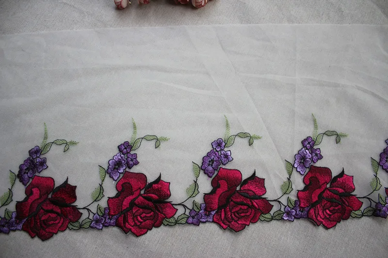 25 5 см 10 дюймов wide 2yards/лот Diy ремесло Вышитый цветочный эластичный тюль кружевной