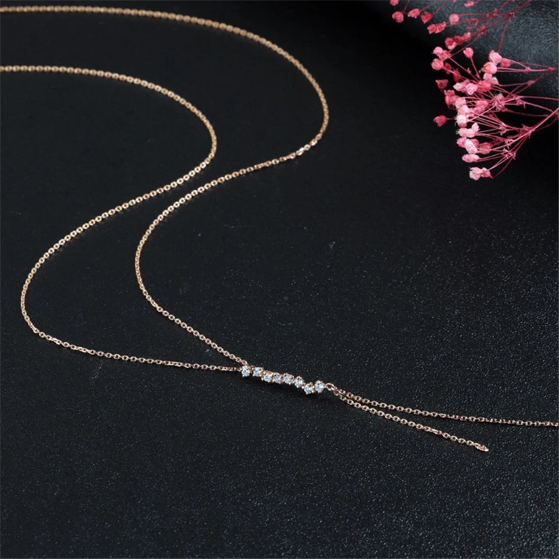 

Aazuo 00% 18K White Gold Real Diamonds OL Sling Chain Necklace gifted for Women Wedding 18 Inch Link Chain Au750