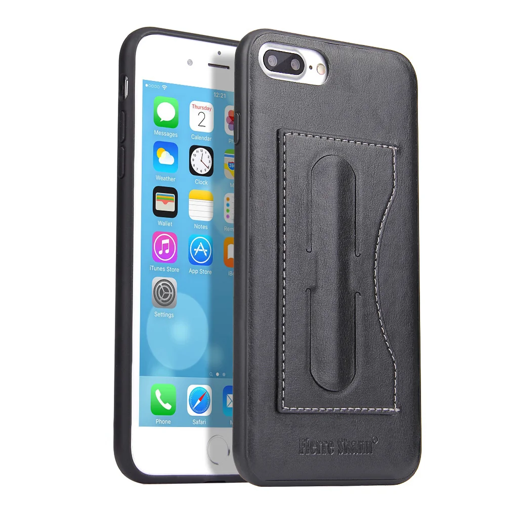 Fierre Shann for iPhone 7 Plus Case Concise PU leather 8 Card Pocket kickstand Back Cover |