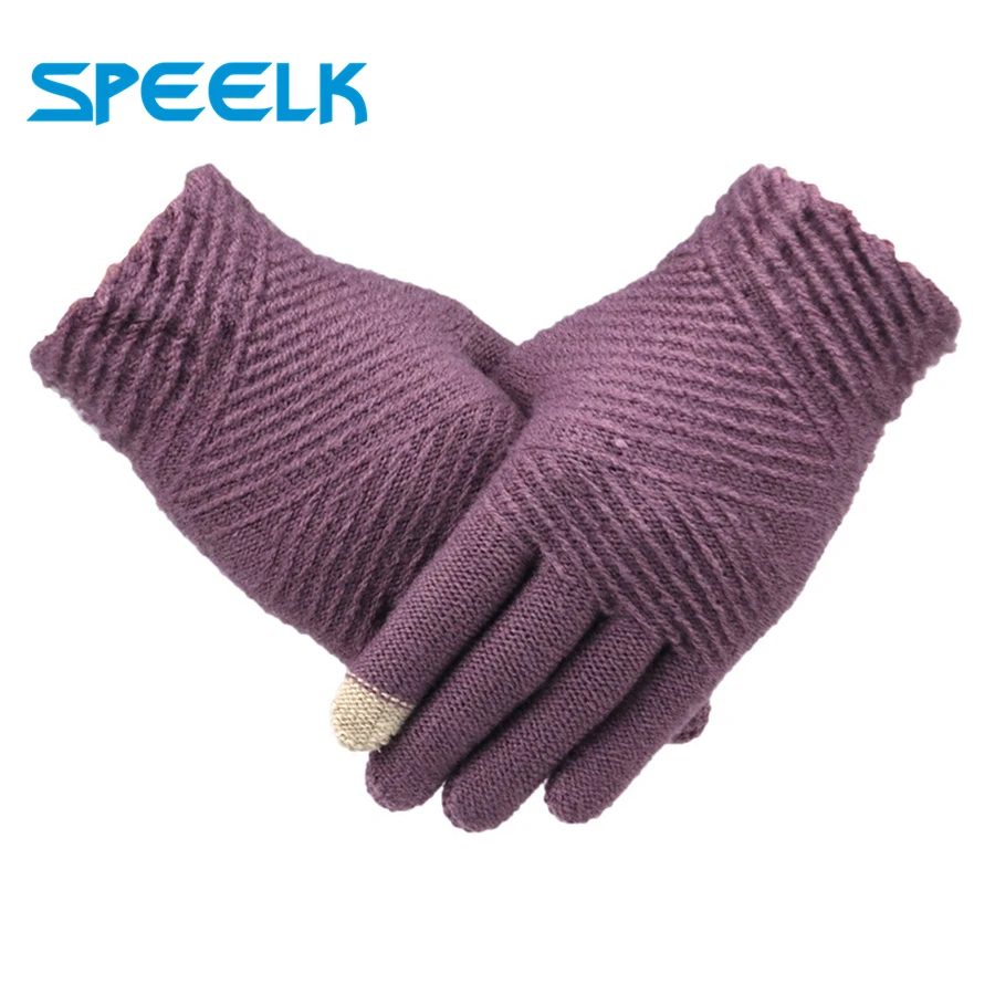 

2019 New Winter Gloves Women Touch Screen Knitted Gloves Lady Fashion Mittens Female Pure Color Wrist Driving Glove Wholesale